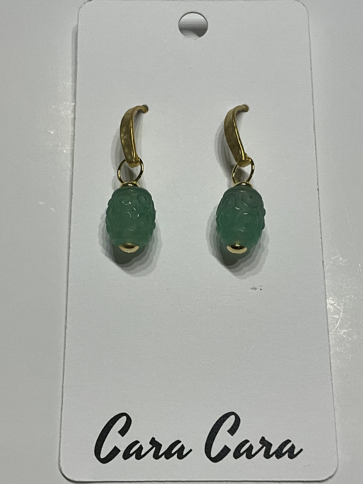Carved Green Tourmaline Drop Earrings