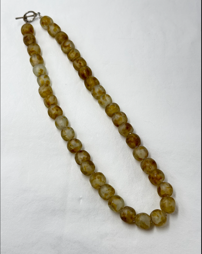 Gold Handmade African Glass Bead Necklace