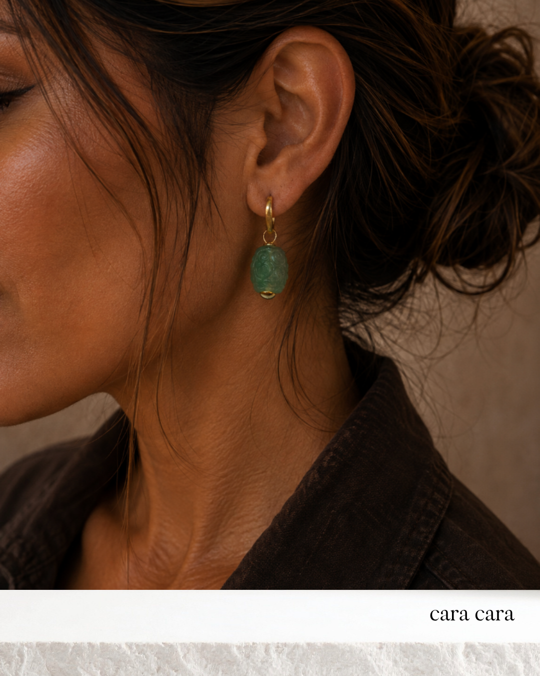 Carved Green Tourmaline Drop Earrings