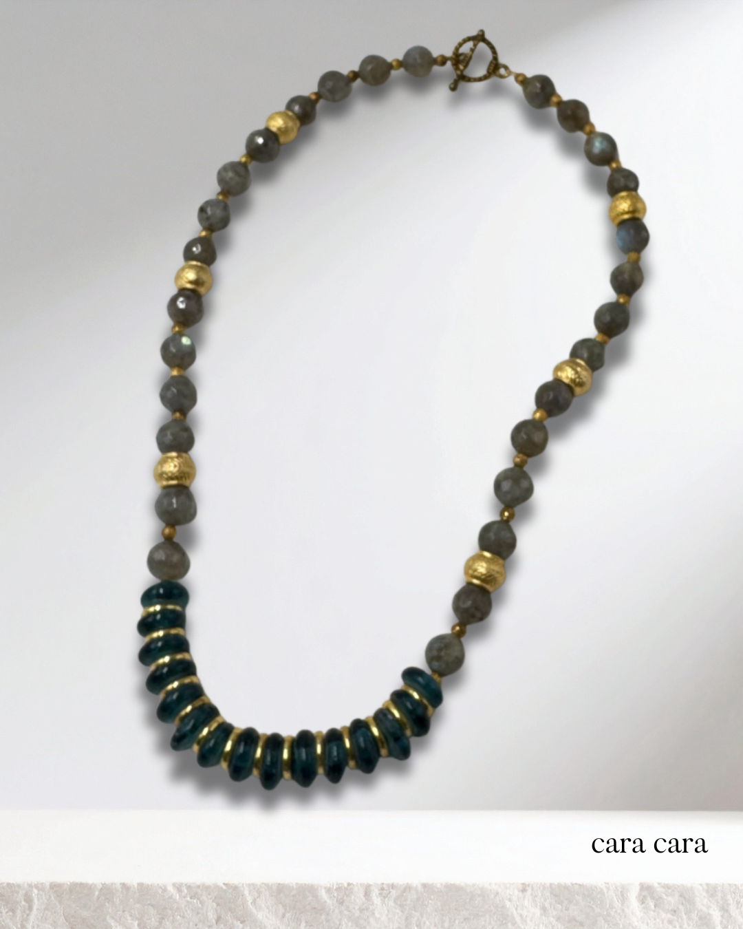 Labradorite + Teal African Glass Bead Necklace