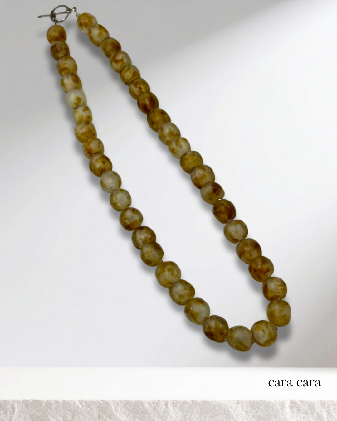 Gold Handmade African Glass Bead Necklace