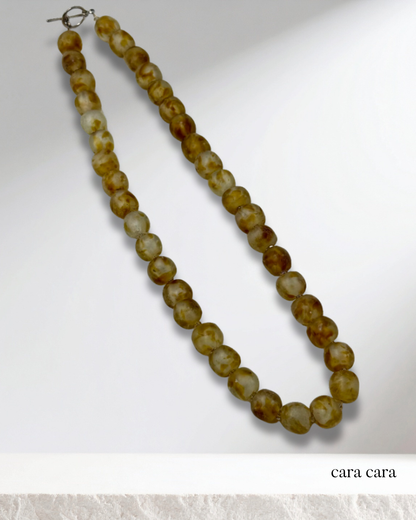 Gold Handmade African Glass Bead Necklace