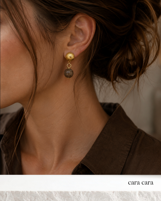Matte Gold + Rutilated Quartz Drop Earrings