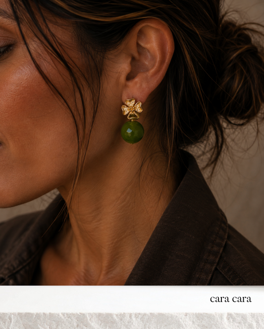 Gold Flower + Peridot Crystal Drop Earrings
