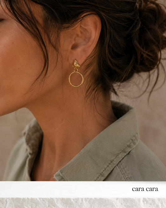 Trillion Stone + Organic Gold Hoop Earrings