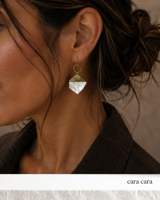 Gold + Mother of Pearl Drop Earrings