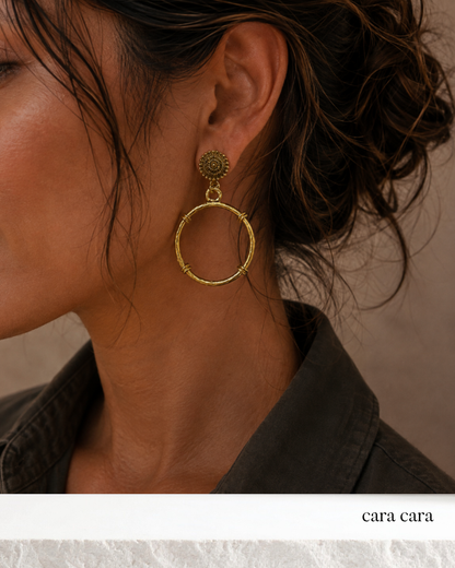 Beaded Gold + Bamboo Hoop Earrings