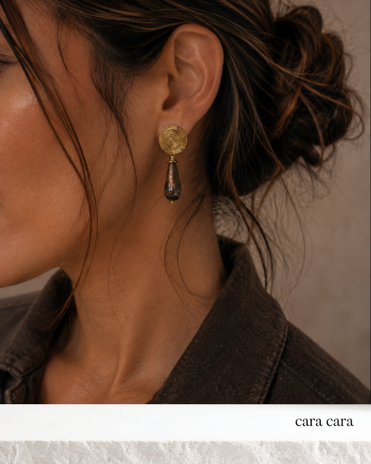 Etched Gold + Copper Drop Earrings