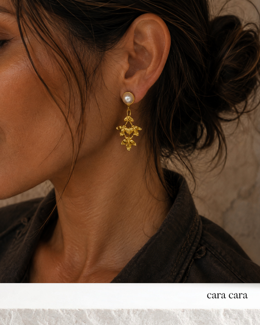 Pearl + Falling Leaves Drop Earrings