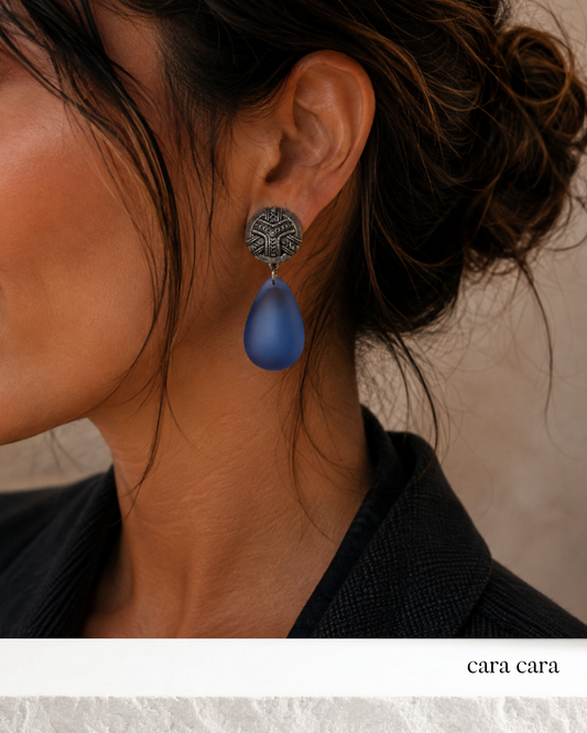 Limited Edition! Frosted Blue Crystal Statement Drop Earrings | Clip-On & Pierced