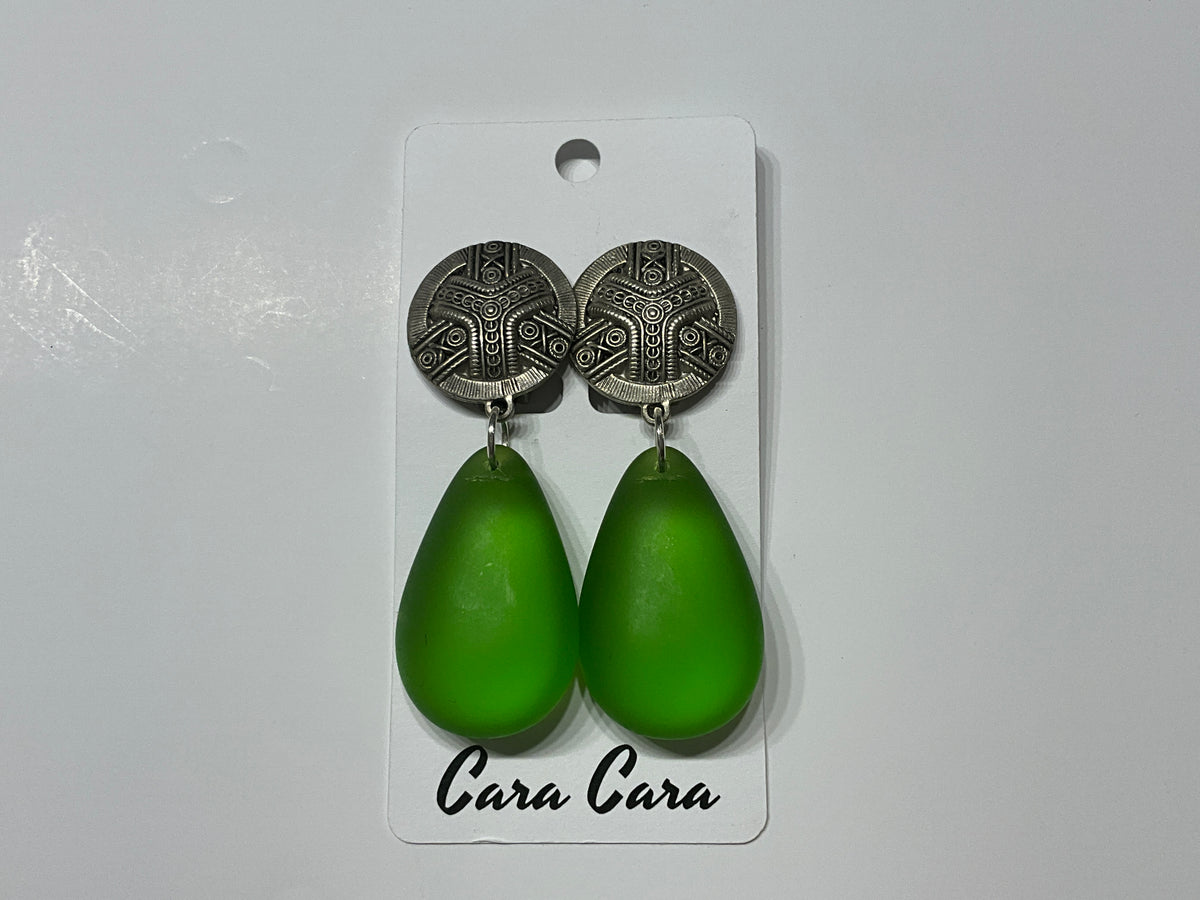 Limited Edition! Silver + Frosted Green Crystal Clip Earrings