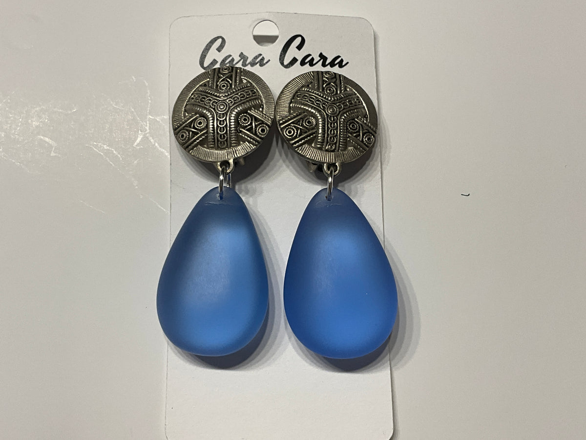 Limited Edition! Frosted Blue Crystal Statement Drop Earrings | Clip-On & Pierced
