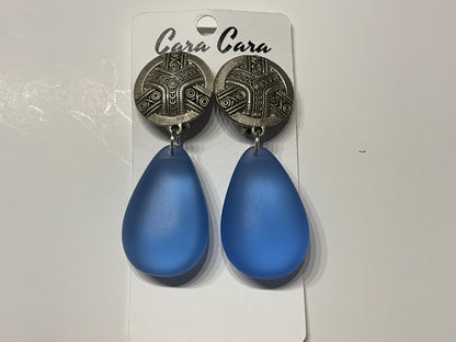 Limited Edition! Frosted Blue Crystal Statement Drop Earrings | Clip-On & Pierced