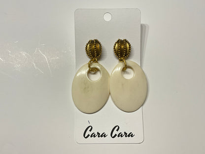 Brushed Gold + Bone Hoop Earrings