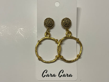 Beaded Gold + Bamboo Hoop Earrings