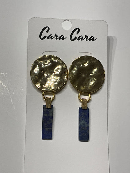 Hammered Gold + Lapis Drop Earrings