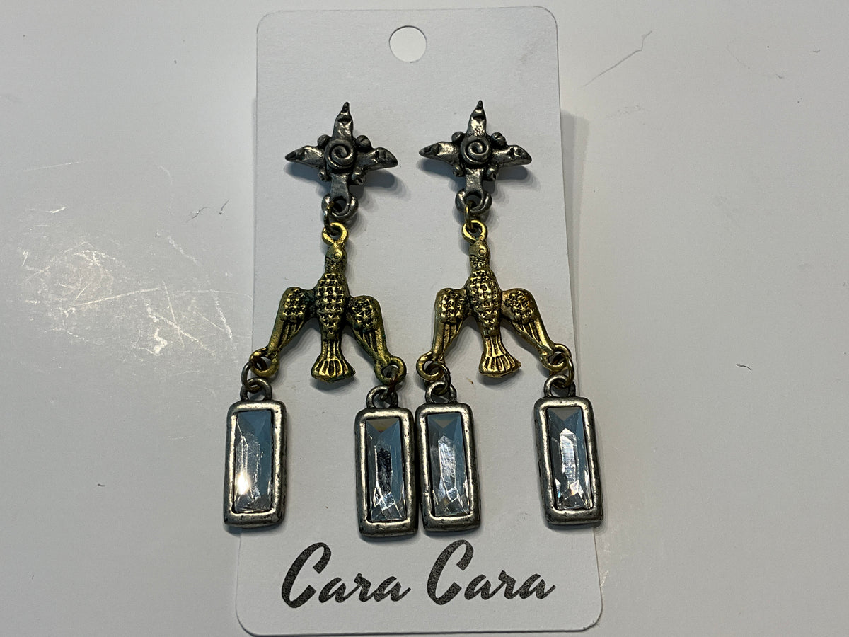 Dove + Crystal Drop Earrings