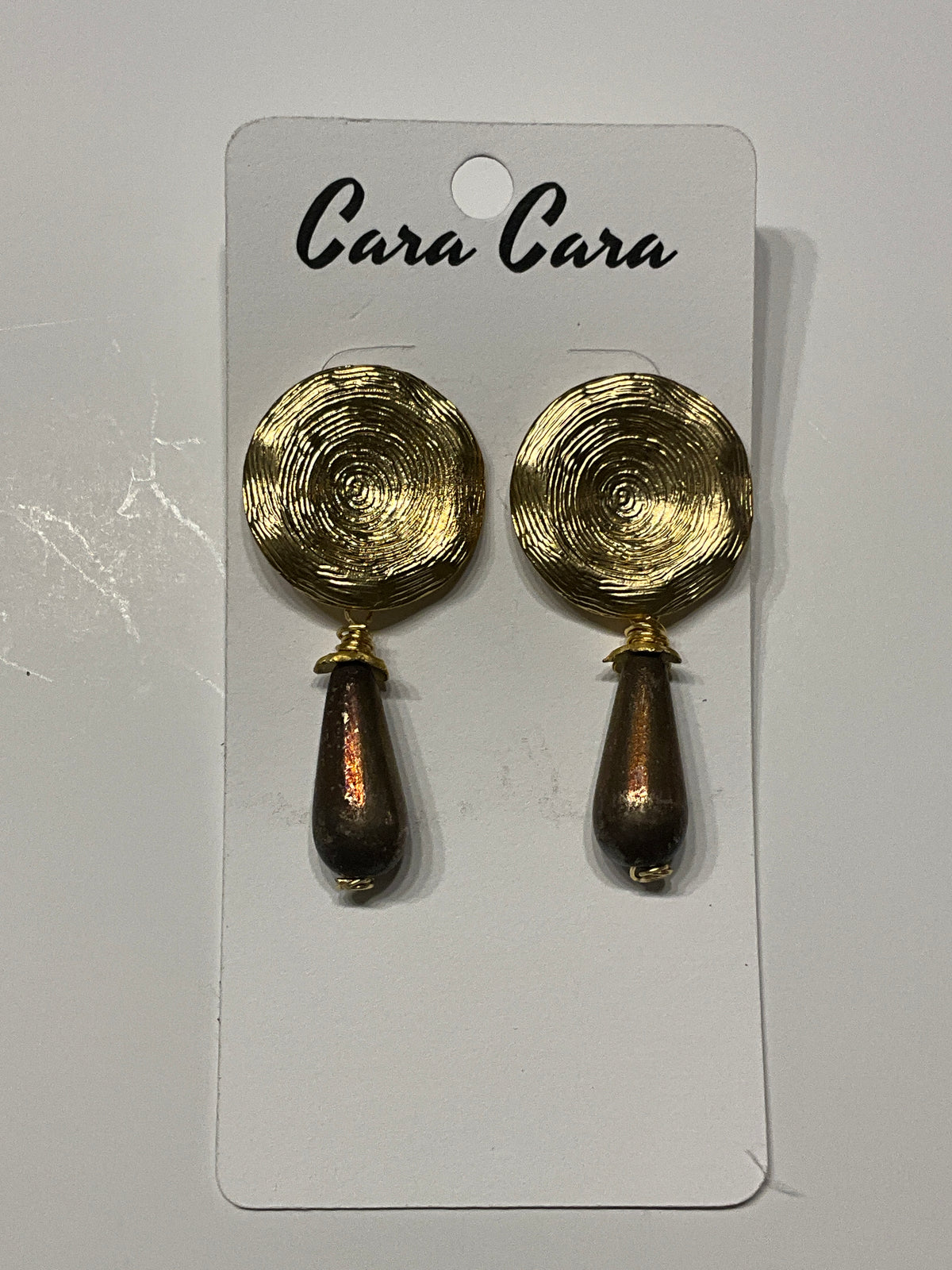 Etched Gold + Copper Drop Earrings
