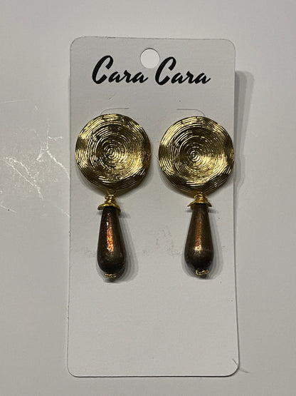 Etched Gold + Copper Drop Earrings